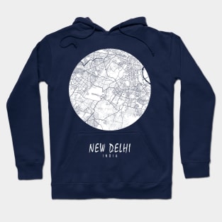 New Delhi, India City Map - Full Moon Hoodie